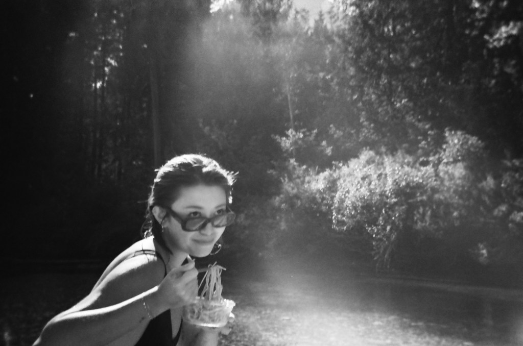 Zoe poses with noodles her mom packed for us
Shot in colour and edited on my iPhone